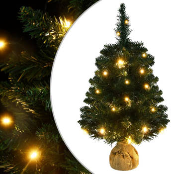 vidaXL Kunstkerstboom met verlichting en standaard 60 cm PVC groen