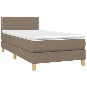 vidaXL Boxspring met matras en LED stof taupe 80x200 cm