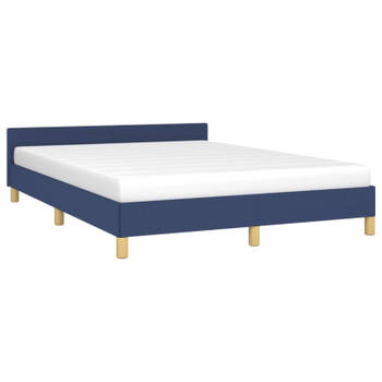 vidaXL Bedframe met hoofdeinde zonder matras 140x190 cm stof blauw