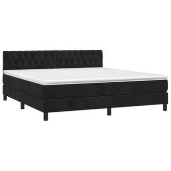 vidaXL Boxspring met matras en LED fluweel zwart 160x200 cm