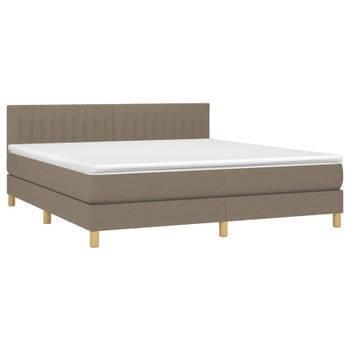 vidaXL Boxspring met matras stof taupe 180x200 cm