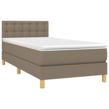 vidaXL Boxspring met matras stof taupe 80x200 cm