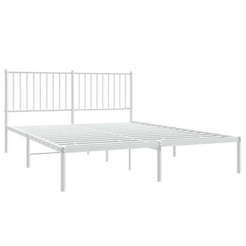 vidaXL Bedframe met hoofdbord metaal wit 150x200 cm