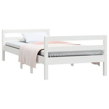 vidaXL Bedframe zonder matras massief grenenhout wit 75x190 cm