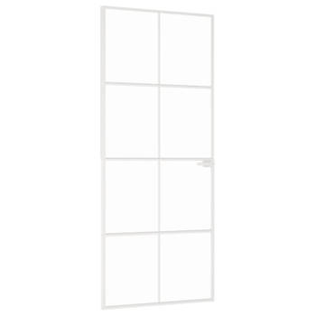 vidaXL Binnendeur 83x201,5 cm gehard glas en aluminium smal wit