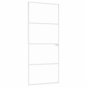 vidaXL Binnendeur 83x201,5 cm gehard glas en aluminium smal wit