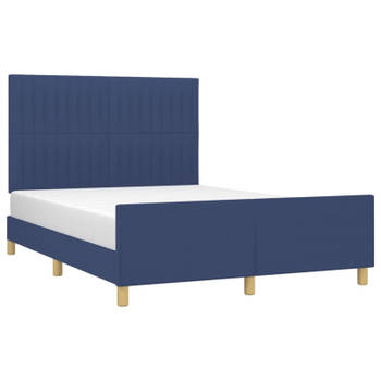 vidaXL Bedframe met hoofdeinde stof blauw 140x190 cm