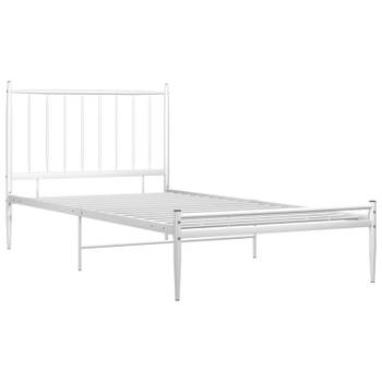 vidaXL Bedframe metaal wit 90x200 cm