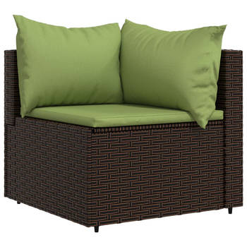 The Living Store Hoekbank Tuinmeubel - 63x63x57.5 cm - Bruin - Groen