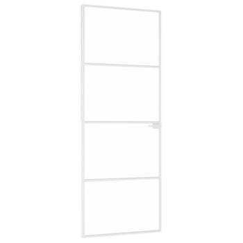 vidaXL Binnendeur 76x201,5 cm gehard glas en aluminium smal wit