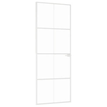 vidaXL Binnendeur 76x201,5 cm gehard glas en aluminium smal wit