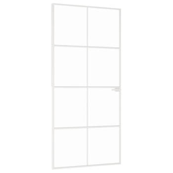 vidaXL Binnendeur 93x201,5 cm gehard glas en aluminium smal wit