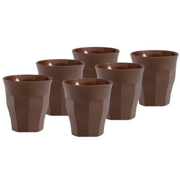 Set van 6x stuks koffie/espresso glazen bruin 90 ml Picardie - Koffie- en theeglazen