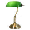 HAES DECO - Bureaulamp Bankierslamp Groen, Goudkleurig 27x17x41 cm E27/max 1x60W