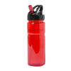 Kunststof waterfles/drinkfles/sportfles - rood transparant - met drinktuit - 650 ml - Drinkflessen