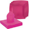 Santex 20x taart/gebak bordjes/25x servetten - fuchsia roze - Feestbordjes