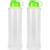 Plasticforte Waterfles/bidon 2x - 1600 ml - transparant/groen - Drinkflessen
