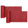 Santex Kerst tafelloper op rol - 2x - rood glitter - 18 x 500 cm - polyester - Tafellakens