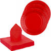 Santex servies set karton - 10x bordjes/25x servetten - rood - Feestbordjes