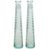 2x stuks vazen/bloemenvazen gerecycled glas - D7 x H32 cm - transparant - Vazen