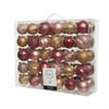 60x stuks kunststof kerstballen roze/bruin mix 6 en 7 cm - Kerstbal