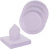 Santex servies set karton - 20x bordjes/20x servetten - lila paars - Feestbordjes