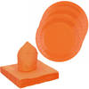 Santex servies set karton - 10x bordjes/25x servetten - oranje - Feestbordjes