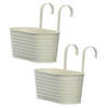 2x stuks bloembakken ophangbaar - zink - 32 x 16 cm - wit - Plantenpotten