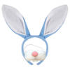 Paashaas/konijn oren diadeem blauw met tandjes/snuitje voor volwassenen - Verkleedhoofddeksels