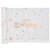 Santex Verjaardag tafelloper op rol - 2x - wit/rose goud - 30 x 500 cm - Feesttafelkleden