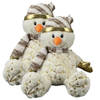 2x stuks pluche sneeuwpop knuffels pop met muts en sjaal 28 cm - Knuffelpop