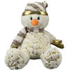 Pluche sneeuwpop knuffel pop met muts en sjaal 28 cm - Knuffelpop