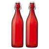 Cuisine Elegance set van 2x stuks weckflessen rood beugeldop glas van 1 liter - Weckpotten