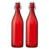 Bormioli rocco set van 2x stuks weckflessen rood beugeldop glas van 1 liter - Weckpotten