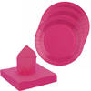 Santex servies set karton - 10x bordjes/25x servetten - fuchsia roze - Feestbordjes