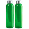 Glazen waterfles/drinkfles/sportfles - 2x - groen transparant - met RVS dop - 500 ml - Drinkflessen
