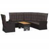 vidaXL 3-delige Loungeset met kussens poly rattan zwart