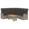 vidaXL 2-delige Loungeset met kussens poly rattan grijs