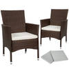 tectake - set van 2 Wicker tuinstoelen met 4 kussenhoezen - bruin