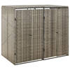 vidaXL Containerberging dubbel 140x80x117 cm poly rattan grijs