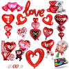 Fissaly® 15 Stuks Liefde & Hartjes Folie Ballonnen Decoratie Set – I Love You Versiering - Rood - Valentijn - Moederdag