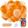 Fissaly® 40 stuks Oranje Helium Ballonnen met Lint – Verjaardag Decoratie – Koningsdag - Papieren Confetti – Latex