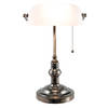 HAES DECO - Bureaulamp Bankierslamp 27x23x42 cm Wit Ijzer Glas Tafellamp