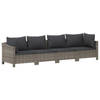 vidaXL 4-delige Loungeset met kussens poly rattan grijs