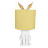 HAES DECO - Tafellamp - City Jungle - Konijn in de Lamp, Ø 20x43 cm - Wit/Geel - Bureaulamp, Sfeerlamp, Nachtlampje