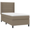 vidaXL Boxspring met matras stof taupe 90x200 cm