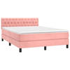 vidaXL Boxspring met matras en LED fluweel roze 140x190 cm