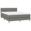 vidaXL Boxspring met matras stof donkergrijs 140x190 cm