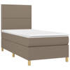 vidaXL Boxspring met matras en LED stof taupe 100x200 cm