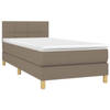 vidaXL Boxspring met matras stof taupe 80x200 cm